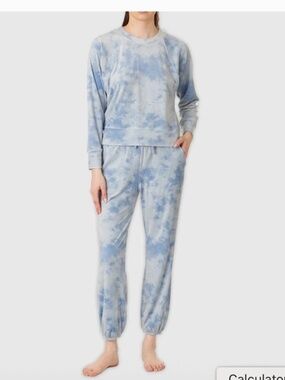 Blue Tie Dye Lush Velvet PJ Set - Blue Tie Dye